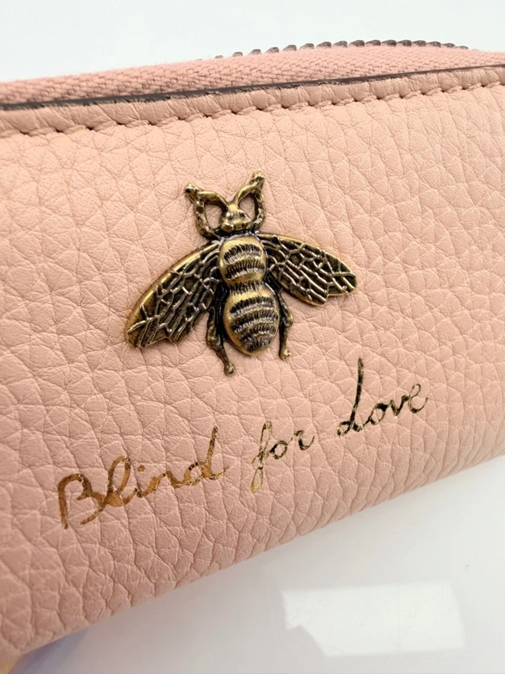 Gucci Pink Bee Accent Zip Wallet Key Case - Picture 4 of 12